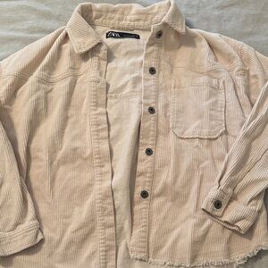 Zara Light Beige Corduroy Shacket